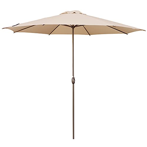Abba Patio 11ft Patio Umbrella Outdoor Umbrella Patio Market Table Umbrella with Push Button Tilt and Crank for Garden, Lawn, Deck, Backyard & Pool, Beige