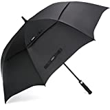 G4Free 62 Inch Automatic Open Golf Umbrella Extra Large Oversize Double Canopy Vented Windproof Waterproof Stick Umbrellas (Black)