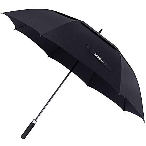 ACEIken Golf Umbrella Windproof Large 62 Inch, Double Canopy Vented, Automatic Open, Extra Large Oversized,Sun Protection Ultra Rain & Wind Resistant Stick Umbrellas, Black