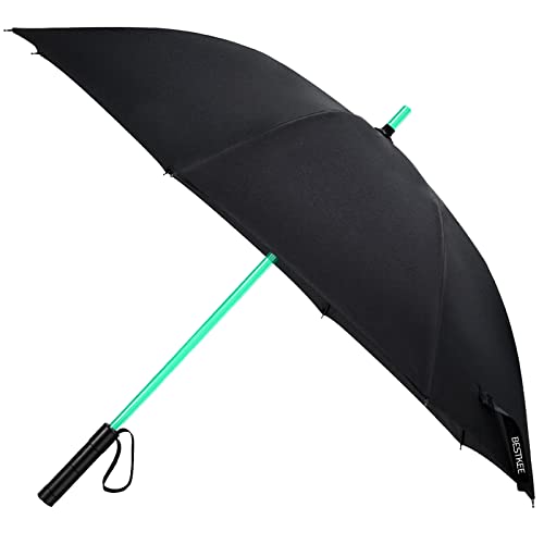 LED Umbrella - Lightsaber Laser Sword Light up Umbrella with 7 Color Changing On the Shaft/Built in Torch at Bottom by Bestkee (Black)