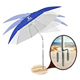 AosKe Beach Umbrella UV 50+,Umbrella with Sand Anchor & Tilt Aluminum Pole,Outdoor Sunshade Umbrella with Carry Bag,Portable Beach Umbrella with Carry Bag for Beach Patio Garden Outdoor- Royal Blue