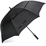 G4Free 62 Inch Automatic Open Golf Umbrella Extra Large Oversize Double Canopy Vented Windproof Waterproof Stick Umbrellas (Black)