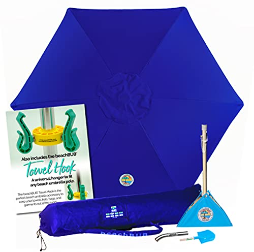 beachBUB ™ All-In-One Beach Umbrella System. Includes 7 ½' (50+ UPF) Umbrella, Oversize Bag, beachBUB ™ Base & Accessory Kit