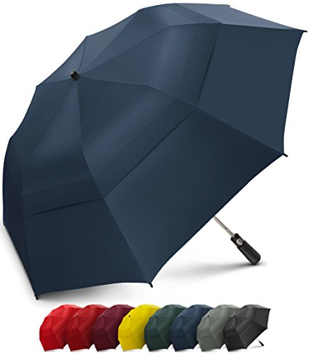 EEZ-Y 58 Inch Portable Golf Umbrella Large Windproof Double Canopy - Automatic Open Strong Oversized Rain Umbrellas