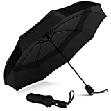 Repel Windproof Double Vented Travel Umbrella with Teflon Coating (Black)