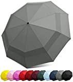 EEZ-Y Compact Travel Umbrella w/Windproof Double Canopy Construction - Auto Open/Close Button