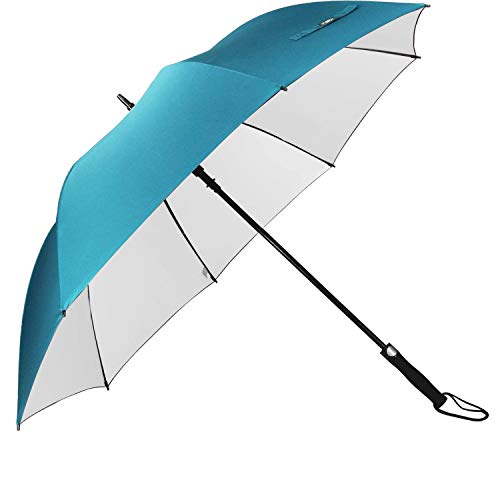 G4Free 62 Inch Windproof UV Protection Golf Umbrella Extra Large Silver Coated Automatic Open Silver Coated Stick Umbrellas (Sky blue)