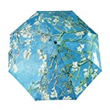 Automatic Umbrella, GLODEALS Creative Oil Painting Automatic Folding Umbrella Anti UV Sunblock Umbrella Sun Protection Parasol Rain/Sun Umbrella for Ladies (Almond Blossom)